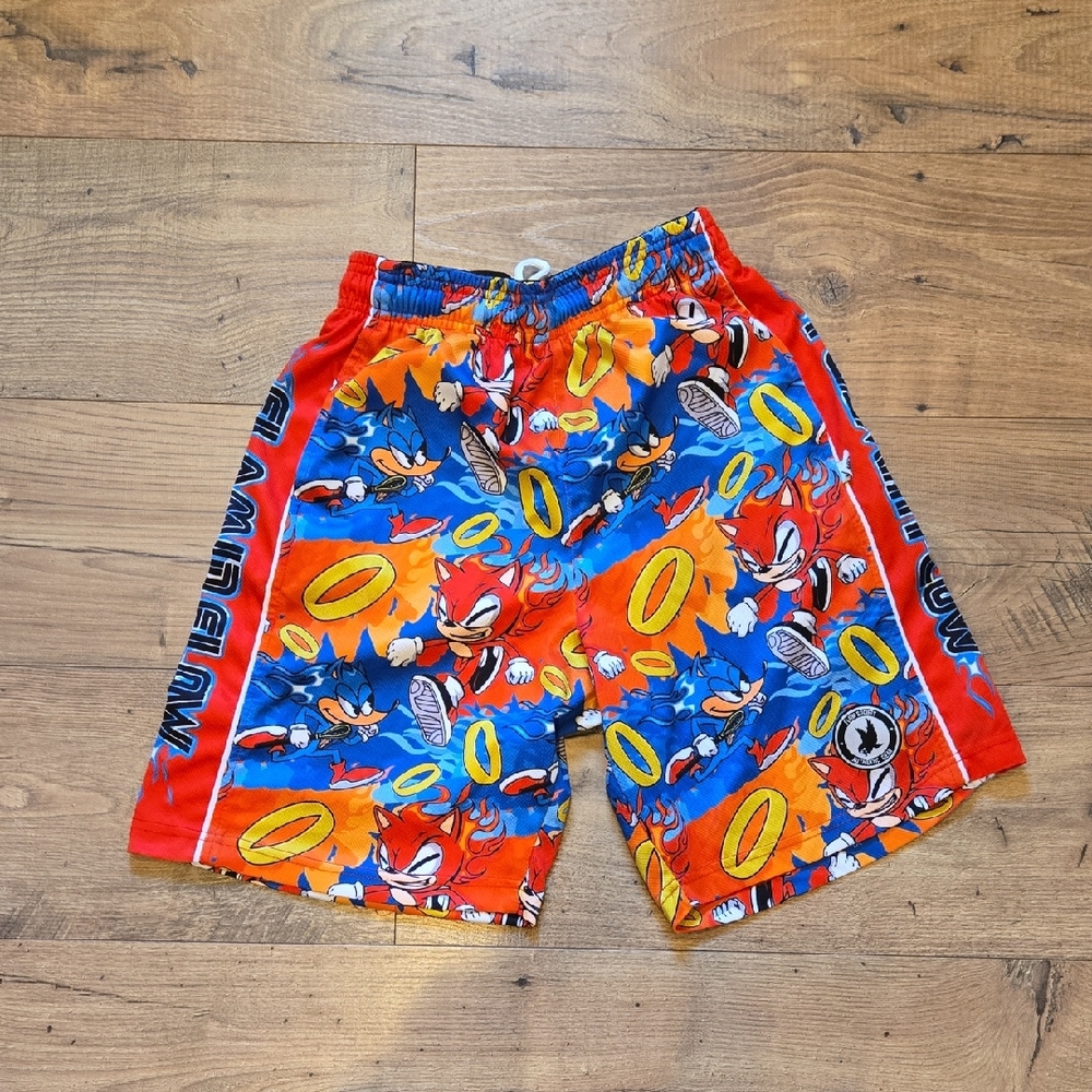 Society Red and Blue Cartoon Print Shorts